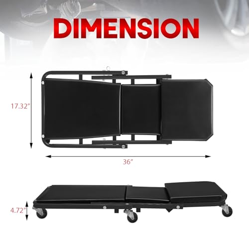 Foldable Z Creeper 2 in 1 Rolling Seat for Garage Shop Auto Repair | 36 inch Black Automotive Creeper for Workshop Warehouse 330LBS Capacity - style: 36inch-Black