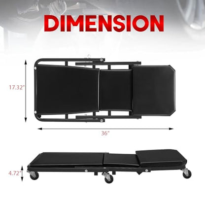 Foldable Z Creeper 2 in 1 Rolling Seat for Garage Shop Auto Repair | 36 inch Black Automotive Creeper for Workshop Warehouse 330LBS Capacity - style: 36inch-Black
