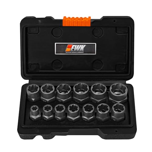 EWK 3/8 in Drive 13 Pcs Impact Bolt Extractor & Locking Lug Nut Removal Tool Set, CR-MO Flip-Style Stripped Screw and Damaged Nut Remover Sockets
