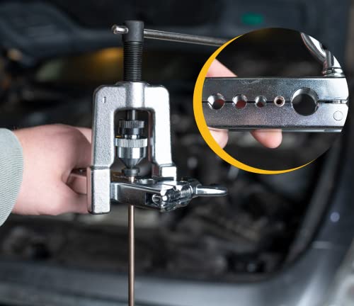 4LIFETIMELINES Professional Brake Line Flare Kit for Single, Double (SAE) Flares & Bubble (ISO) Flares - 2 Flaring Bars, 12 Flaring Dies, Tubing Cutter, Tubing Reamer, & Storage Case - size: Professional Kit