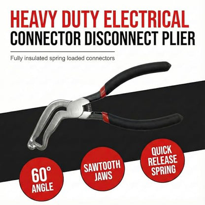 4PCS Electrical Disconnect Pliers Set, High-Carbon Steel Electrical Connector Removal Tool, 60° Angled & Straight Pliers for Automotive Fuel Line, Sensors, Ignition Coils (Black 4PCS) - color: Black 4pcs