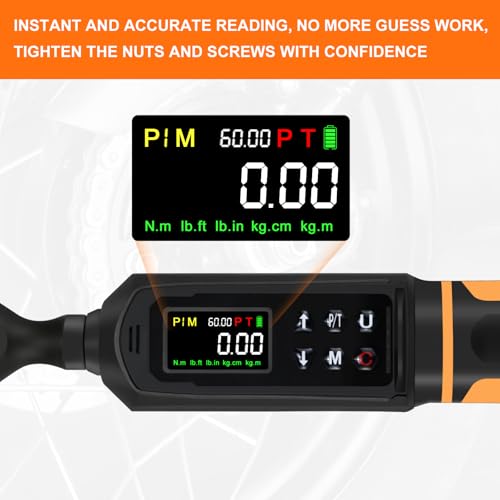 Uharbour 3/8" Drive Digital Torque Wrench 0.66-44.29 Ft.lbs/0.9-60Nm | ±1% Accuracy Electric Torque Wrench, Dual Direction Ratchet, Buzzer & LED Alert - size: 3/8" Drive 0.66-44.29 ft.lbs