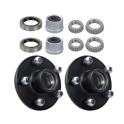 2 Sets 5-Lug 4.75 Trailer Wheel Hub with Bearings Kit for 3500Lb #84 Spindle