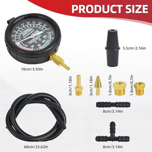 Fuel Pump Pressure and Vacuum, Carburetor Intake Manifold, and Vacuum Test,Car Fuel Pump and Vacuum Tester Gauge