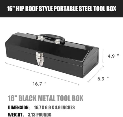 Portable Tool Box, Metal Tool Box, 4 Non-Slip Foot Pads, Ideal for Trailer, Mechanic, DIY-ers, Car Toolbox, Workshops, Garages, Repair Shops,Black - size: 1P-Black