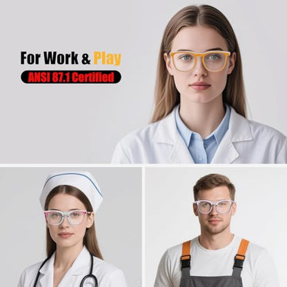 KeeiZoes Safety Glasses Anti Fog Goggles For Women, Nurses Protective Eyewear Blue Light & UV Blocking Eye Protection Glasses - color: Rainbow + Purple + Pink + New Blue