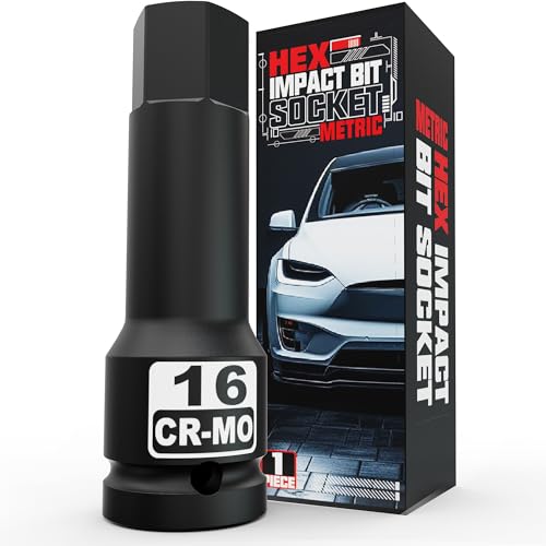 1/2" Drive 16 mm Hex Impact Bit Socket, H16 Allen Bit Socket, Metric, Cr-Mo Steel, Automotive Repair Industrial Maintenance and DIY Enthusiasts Alike - size: 1/2" H16 Deep