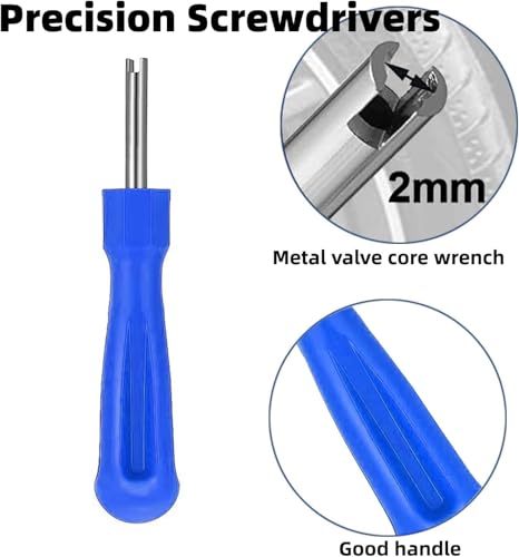Valve Stem Removal Tool Kit with 50 Valve Cores, 1 Valve Stem Extension, Universal Fit Tire Valve Core Tool