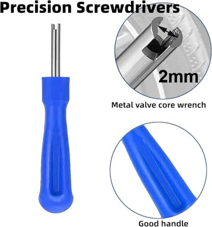 Valve Stem Removal Tool Kit with 50 Valve Cores, 1 Valve Stem Extension, Universal Fit Tire Valve Core Tool