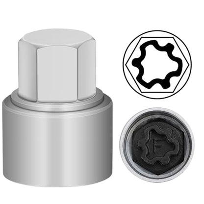 F Wheel Locking Nut Key Compatible with Audi Series, (Socket OD 27mm - ID 25mm), Wheel Lock Nut Socket Adapter, Wheel Anti-Theft Lug Nut Removal Tool, Anti-Theft Screw Remover - size: Socket F