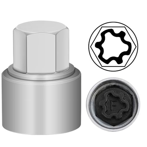 F Wheel Locking Nut Key Compatible with Audi Series, (Socket OD 27mm - ID 25mm), Wheel Lock Nut Socket Adapter, Wheel Anti-Theft Lug Nut Removal Tool, Anti-Theft Screw Remover - size: Socket F