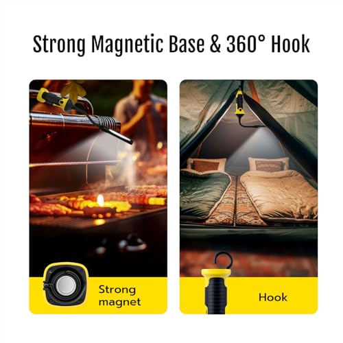 Mcbazel Magnetic Adjustable Work Light - 3000mAh Rechargeable LED Inspection Light with Flexible Gooseneck, Stepless Dimming, and Strong Magnet Base - Mechanics Flashlight for Car Repair & Emergency