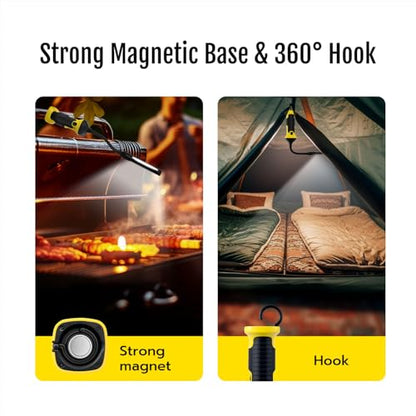 Mcbazel Magnetic Adjustable Work Light - 3000mAh Rechargeable LED Inspection Light with Flexible Gooseneck, Stepless Dimming, and Strong Magnet Base - Mechanics Flashlight for Car Repair & Emergency