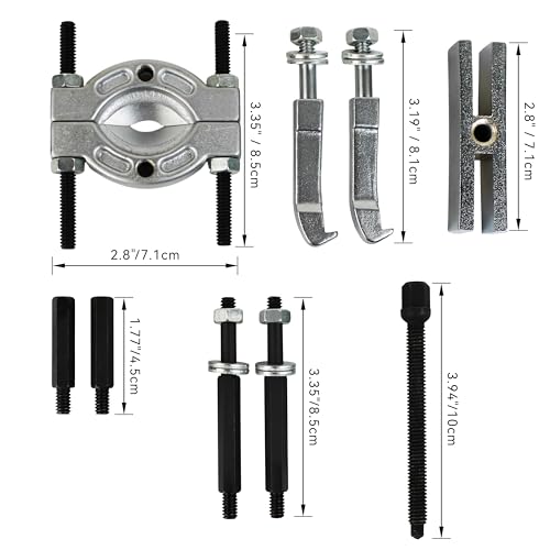 HFS(R Bearing Separator (Mini) 9 Pieces Bearing Puller Kit Includes Yoke & Extensions，Puller Set, Heavy Duty Bearing Splitter Tool Kit