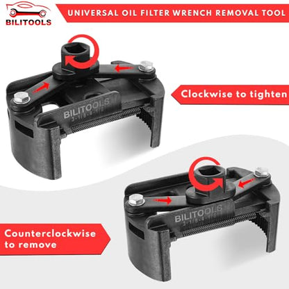 BILITOOLS Universal Adjustable Oil Filter Wrench with Auto-Clamp Spring | 1/2-Inch Drive Removal Tool, Fits 80-105 mm (3.15-4.13 Inch) Engine Filters, Conduit and Fittings - size: 80-105mm