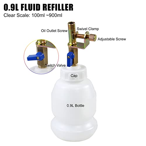 JIFETOR Pneumatic Vacuum Brake Bleeder Kit Clutch Oil Bleeding Tool Set | 1.75L Waste Brake Fluid Extractor, 0.9L New Oil Refilling Bottle, 2 Silicon Hoses and Universal Rubber Adapter