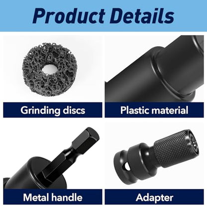 9 PCS Wheel Hub Cleaning Tool, Brake Hub Cleaning Kit Includes 5 Pads, Compatible with Electric Drills or 1/2" Impact Wrenches, Suitable for Car & Truck - color: 9-PACK
