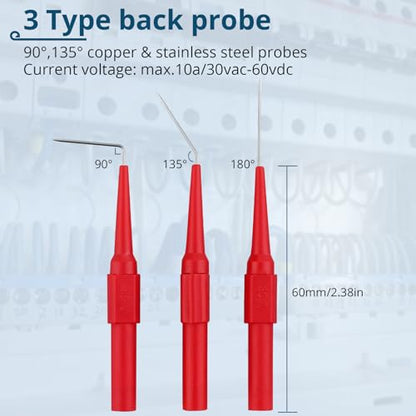 Back Probe Kit – 35PCS Automotive Test Leads Set with Storage Box,5 Large Alligator Clips,5 Wire Piercing Probes,Flexible Multi-Angle Needles for Multimeter & Automotive Diagnostics
