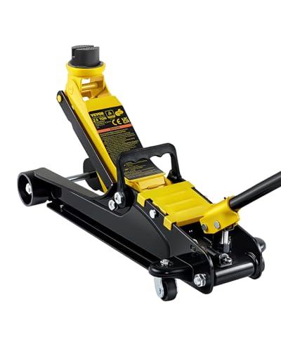 VEVOR 2.5 Ton Low Profile, Heavy-Duty Steel Racing Floor Jack with Single Piston Lift Pump, Lifting Range 3.35"-14.96" - size: 2.5T