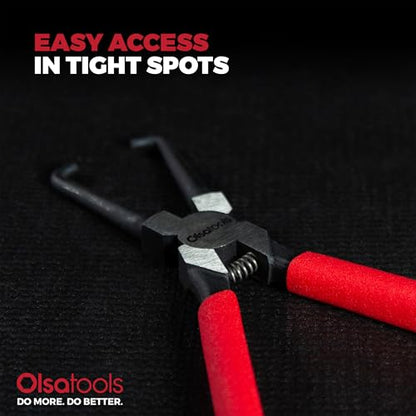 Olsa Tools Electrical Disconnect Pliers - 8 Inch Push Tab Connector Removal Tool - One Hand Locking Tab Release Pliers for Automotive Connectors - Compact Design for Tight Spaces - Part: 1817