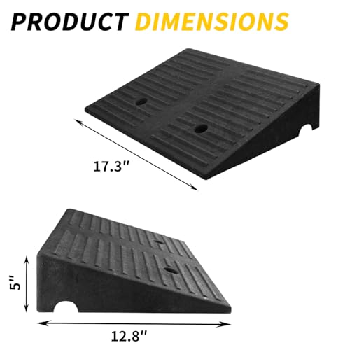 Curb Ramp 5 inch Rise Curb Ramps for Sidewalks Rubber 2 Pcs Driveway Ramps for Low Cars Curb Ramps for Driveway,Shed,Wheelchair 7000lbs Powersport Loading - size: 5"inch