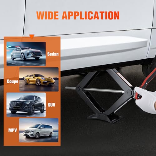 Nilight Scissor Jack for Car 1.5 Ton(3307 lbs), Heavy Duty Steel Scissor Lift Jack Car Kit with Ratchet Wrench for Sedan SUV MPV Tire Changing, 3.9''-13.6'' Lifting Range Portable Small Jack Black - size: 1.5T with Ratchet Wrench, Black