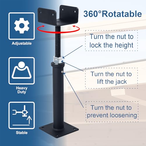 2 Pack U-Shaped Floor Jack, Heavy Duty Adjustable Steel Telepost with U-Head for 4x2, 4x4, 4x6 Joists, 11-15Inch Adjustment Range, Screw Jack Post for Beam Support & Leveling - size: 11-15