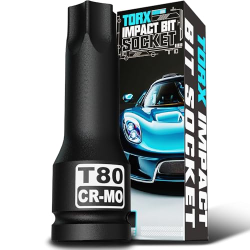 1/2" Drive T80 Torx Bit Socket, Star Bit Socket, CR-MO Steel, Motorcycle, Bicycle Machinery Repair - size: 1/2" T80 Deep