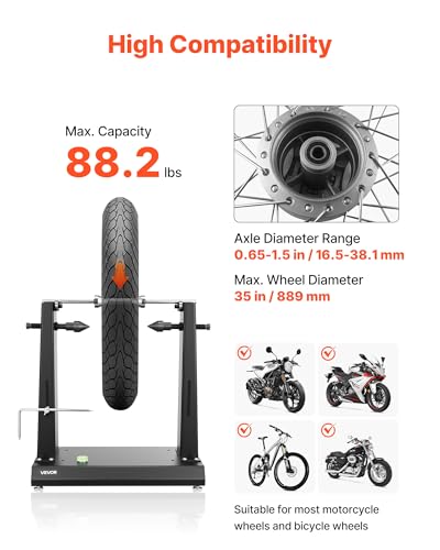 VEVOR Motorcycle Wheel Balancer, Tire Balancer & Truing Stand for Hollow & Solid Axle Wheels, Heavy-Duty Design with Adjustable Cones and Truing Pointer for Sport and Dirt Bikes - style: Hollow & Solid Axle