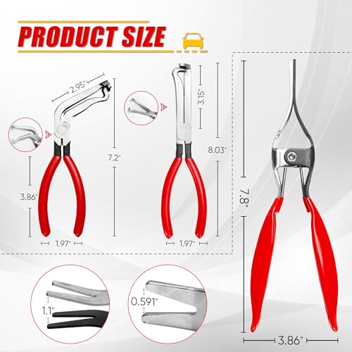 Automotive Electrical Disconnecting Pliers & Carbon Steel Hose Removal Tool | Oiforce Removal Pliers for Fuel and Vacuum Line Hose Removal with Non-slip Handles and Carbon Steel Heads,3 Packs