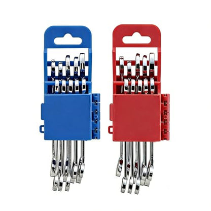 Small Wrench Set, 20-Piece Mini Combination Wrench Set, Ignition Wrench, Micro & Thin, SAE & Metric Size, 5/32"-7/16" & 4mm-11mm, with Unique Wrench Organizer (Red & Blue) - size: SAE+MERTIC