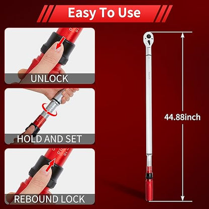 Hairich 3/4-Inch Drive Click Torque Wrench, 48 tooth 100-700ft.lb/136-949Nm | Professional Inch Pound Torque Wrench, for Maintenance Tool and Product Assembly - size: 100-700 FT.LB