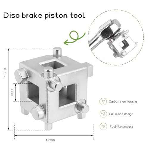 3/8" Disc Brake Piston Caliper Wind Back Cube Tool, Stainless Steel Brake Caliper Compression Cube Tool, Vehicle Disc Brake Piston Back Tools Fits 3/8" Square Driver