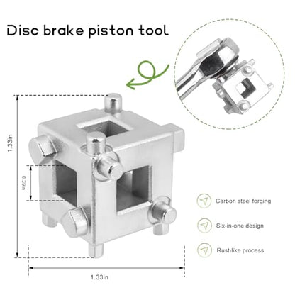 3/8" Disc Brake Piston Caliper Wind Back Cube Tool, Stainless Steel Brake Caliper Compression Cube Tool, Vehicle Disc Brake Piston Back Tools Fits 3/8" Square Driver