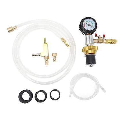Vacuum Antifreeze Change Fill Kit with -30~0inHg Gauge, Pneumatic Coolant Refill Tool Kit with 3 Adapters for Car, Van, and Truck Radiator Systems