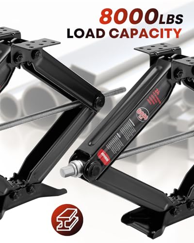 Kohree 8000 lbs RV Stabilizer Jacks 24", Leveling Scissor Jacks for Travel Trailer, Set of 2, Heavy Duty Camper Stabilizer Jacks Kit with Anti-Slip Handle and Drill Socket, Easy to Install - size: 2P-8000-24inch