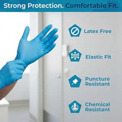 VOS Disposable Gloves| Heavy Duty | Powder Free | Latex Free Rubber | 100 Count Box |food Safe