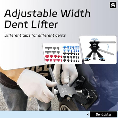 Professional Car Dent Repair Kit - 2-in-1 Slide Hammer T-Bar Bridge Puller with 100W Hot Glue Gun Rubber Hammer and 76 Tabs - for Auto Body Paintless Removal on Vehicles Appliances and Metal Surfaces - size: Dent Puller Kit-B