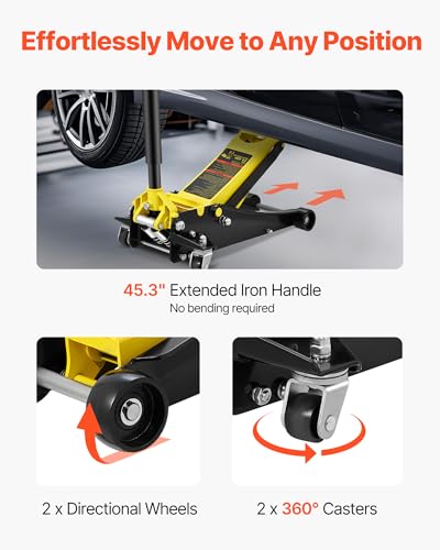 VEVOR 3 Ton Low Profile Floor Jack | Heavy-Duty Racing, Dual Pistons Quick Lift Pump, Lifting Range 3.35"-19.69"