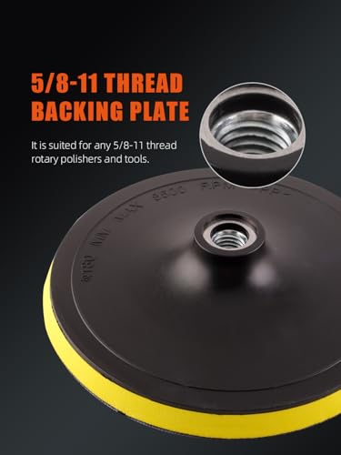 SPTA 10pcs Polishing Pads Kit, 7 Inches Large Size Buffing Pads, Car Foam Buffing Sponge Pads Kit with 5/8"-11 Backing Plate for Car Waxing Polishing