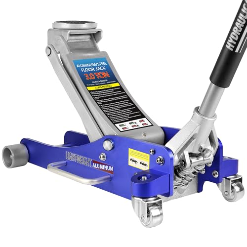 3T Aluminum Floor Jack, 6000 lb, Dual Pump, 3.35"-18.5" Lift | Aircraft-grade aluminum, dual pump, reinforced arm, side-mount handle. 3.35"-18.5" lift range. Lightweight & durable. - size: 3T Aluminum & Steel Blue