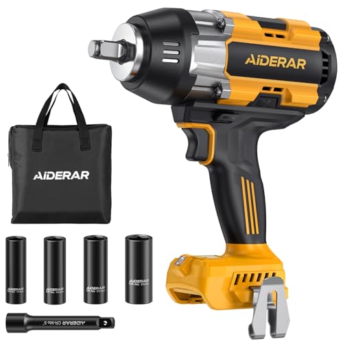Impact Wrench for DeWalt Battery 1697Ft-Lbs (2300N.m) Impact Driver | 1/2" Impact Gun 5-Speed High Torque Power Tool for Tire Removal, Rusted Bolts, Heavy Equipment(No Battery) - color: Yellow+1697ft-lbs