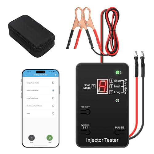 Bluetooth Universal Fuel Injector Tester and Cleaner Kit, 4 Pulse Modes, Bluetooth & APP Control, Compatible with Any Fuel Pressure Tester