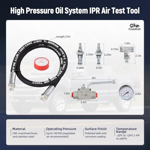 High Pressure Oil System IPR Air Test Tool Special Kit | Fit for Ford 6.0L & 7.3L Powerstroke Diesel Engines, Heavy-Duty Air Test Fitting for HPOP Leak Diagnosis