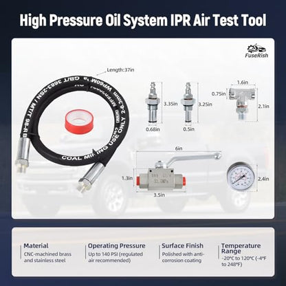 High Pressure Oil System IPR Air Test Tool Special Kit | Fit for Ford 6.0L & 7.3L Powerstroke Diesel Engines, Heavy-Duty Air Test Fitting for HPOP Leak Diagnosis