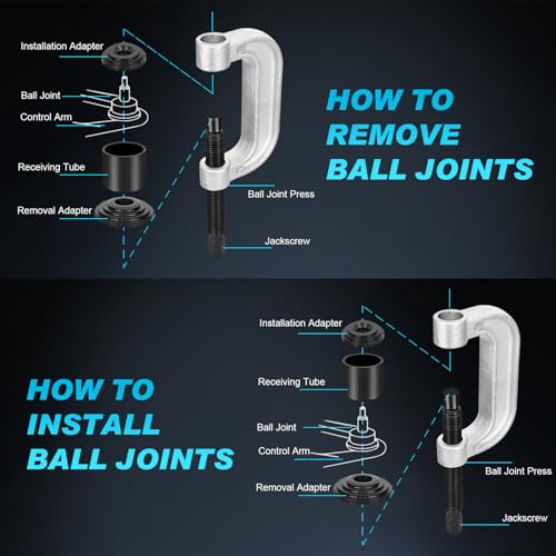 Nilight Ball Joint Press kit with 4x4 Adapters, Ball Joint Remove and Install Tools, 10 PCS Ball Joint Service Kit for Most 2WD and 4WD Cars and Light Trucks - style: Ball Joint Press kit