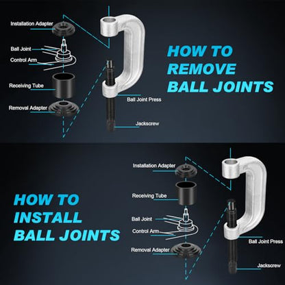 Nilight Ball Joint Press kit with 4x4 Adapters, Ball Joint Remove and Install Tools, 10 PCS Ball Joint Service Kit for Most 2WD and 4WD Cars and Light Trucks - style: Ball Joint Press kit