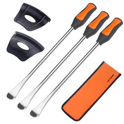 14.5" Tire Spoon Dirt Bike Tire Changing Spoons Tool Lever Steel Spoons Kit for Motorcycle ATV Lawn Mower (3 Tire Spoons+ 2 Rim Protectors)