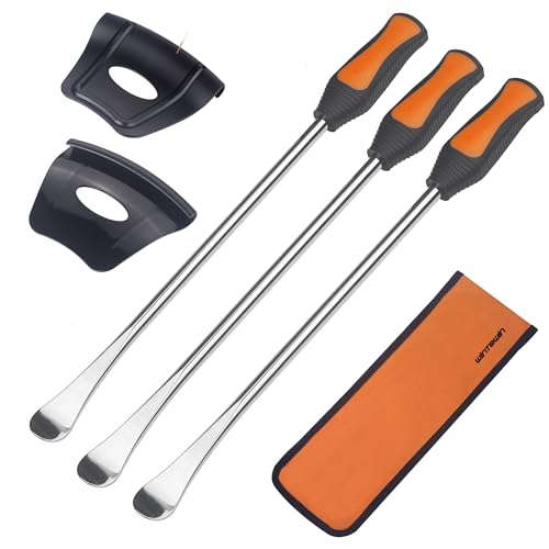 14.5" Tire Spoon Dirt Bike Tire Changing Spoons Tool Lever Steel Spoons Kit for Motorcycle ATV Lawn Mower (3 Tire Spoons+ 2 Rim Protectors)