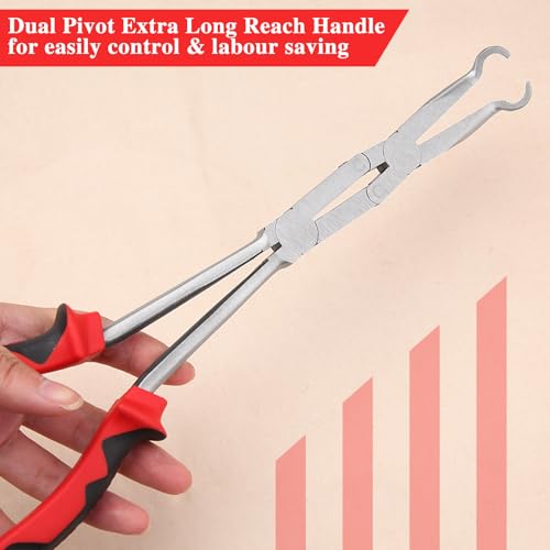 13 Inch Long Reach XL Pivot Ring Nose Pliers with Serrated Jaw for Hard to Reach Spaces - style: Ring Nose